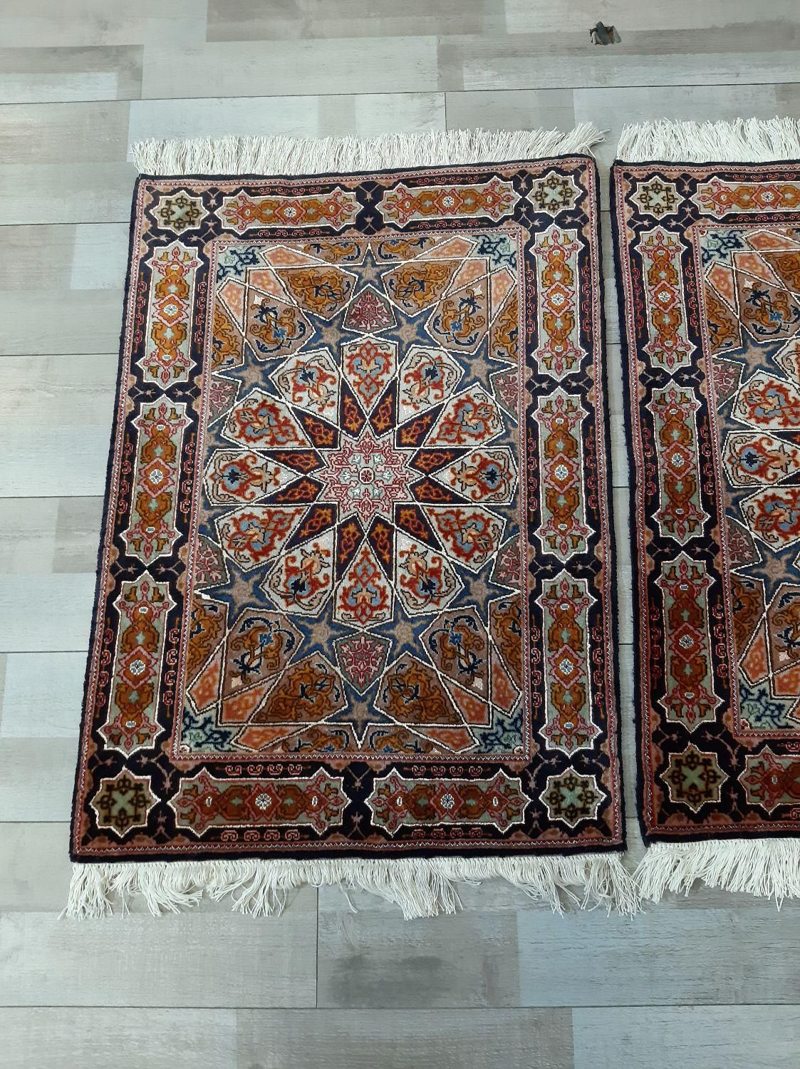 جفت سایز ۶۰ در ۹۰ طرح گنبدی تبریز ۵۰ رج گل ابریشم|فرش|تهران, حر|دیوار