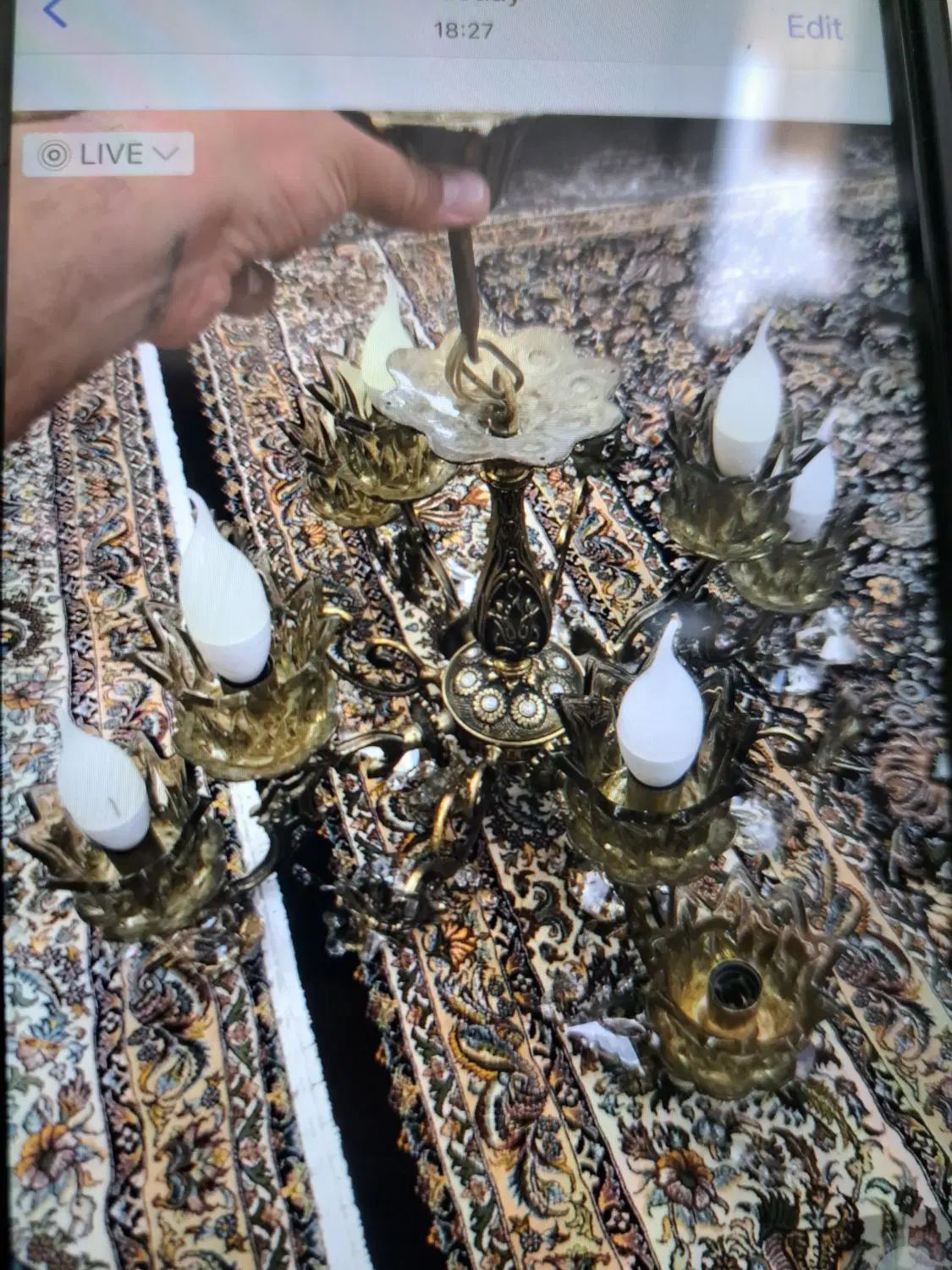 لوستر برنجی ۴شاخه ۸شعله سنگین|لوستر و چراغ آویز|تهران, ائمه اطهار|دیوار