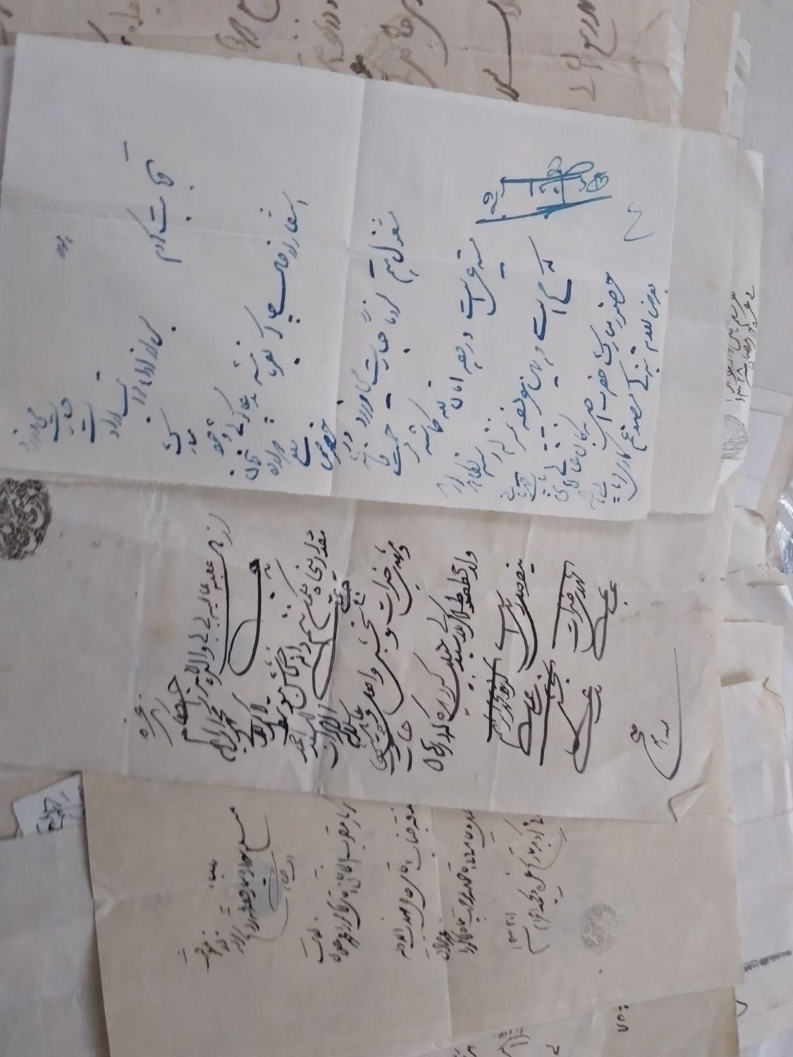 نامه ها واسنادخطی قدیمی قاجار ،رضا شاه و ...|کلکسیون اشیاء عتیقه|گرگان, |دیوار