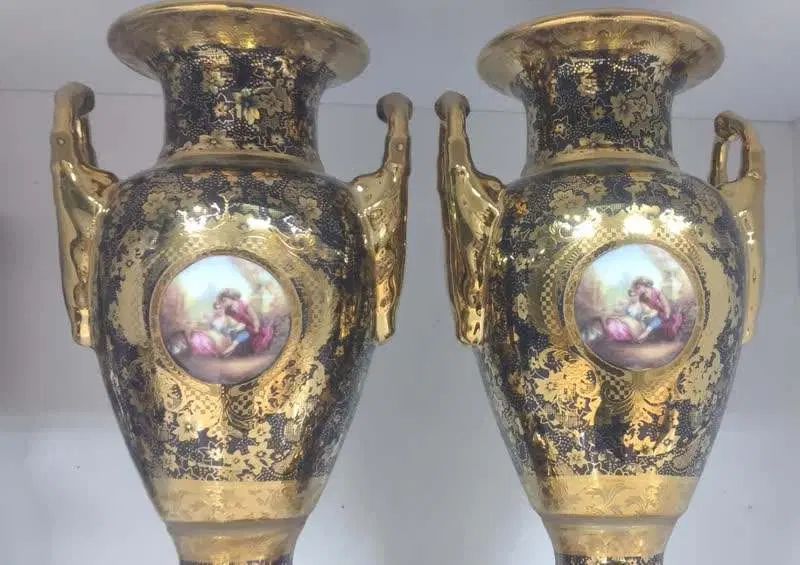 گلدان سرمه‌ای طرح لیلی و مجنون کمیاب و خاص|صنایع دستی و سایر لوازم تزئینی|یزد, |دیوار