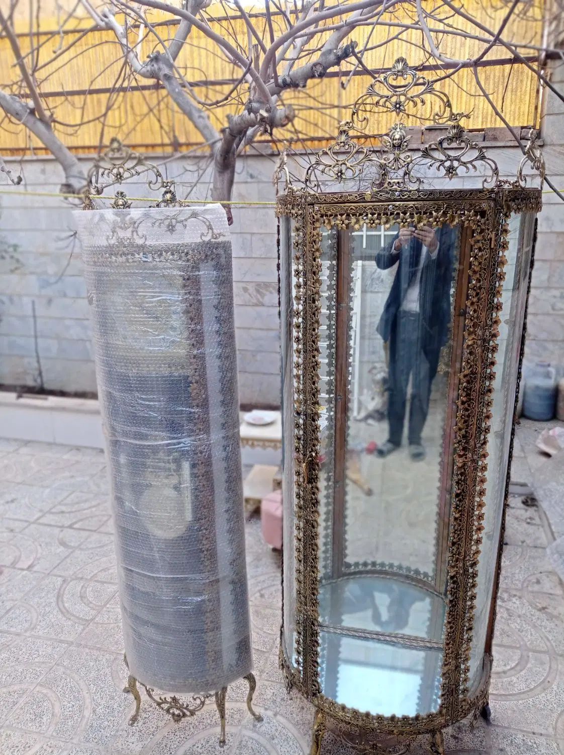 بوفه برنز برنجی ویترین ساعت آینه شمعدان|بوفه، ویترین، کنسول|قرچک, زیبا شهر|دیوار