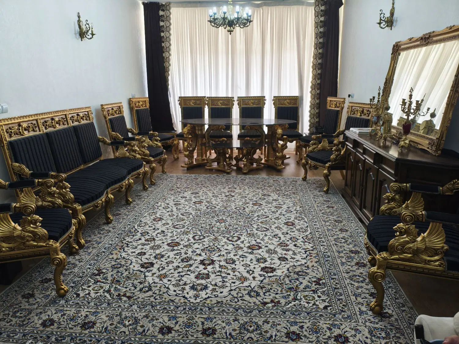 مبلمان استیل 7نفره با نهارخوری 6نفره چوب کار دست|مبلمان خانگی و میز عسلی|تهران, شادمان|دیوار