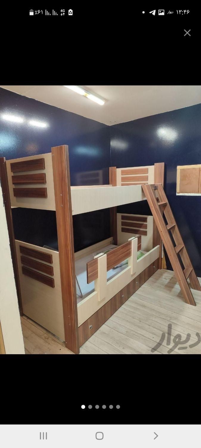 تخت دوطبقه لیدا ۲ تمام چوب|تخت و سرویس خواب|قزوین, |دیوار