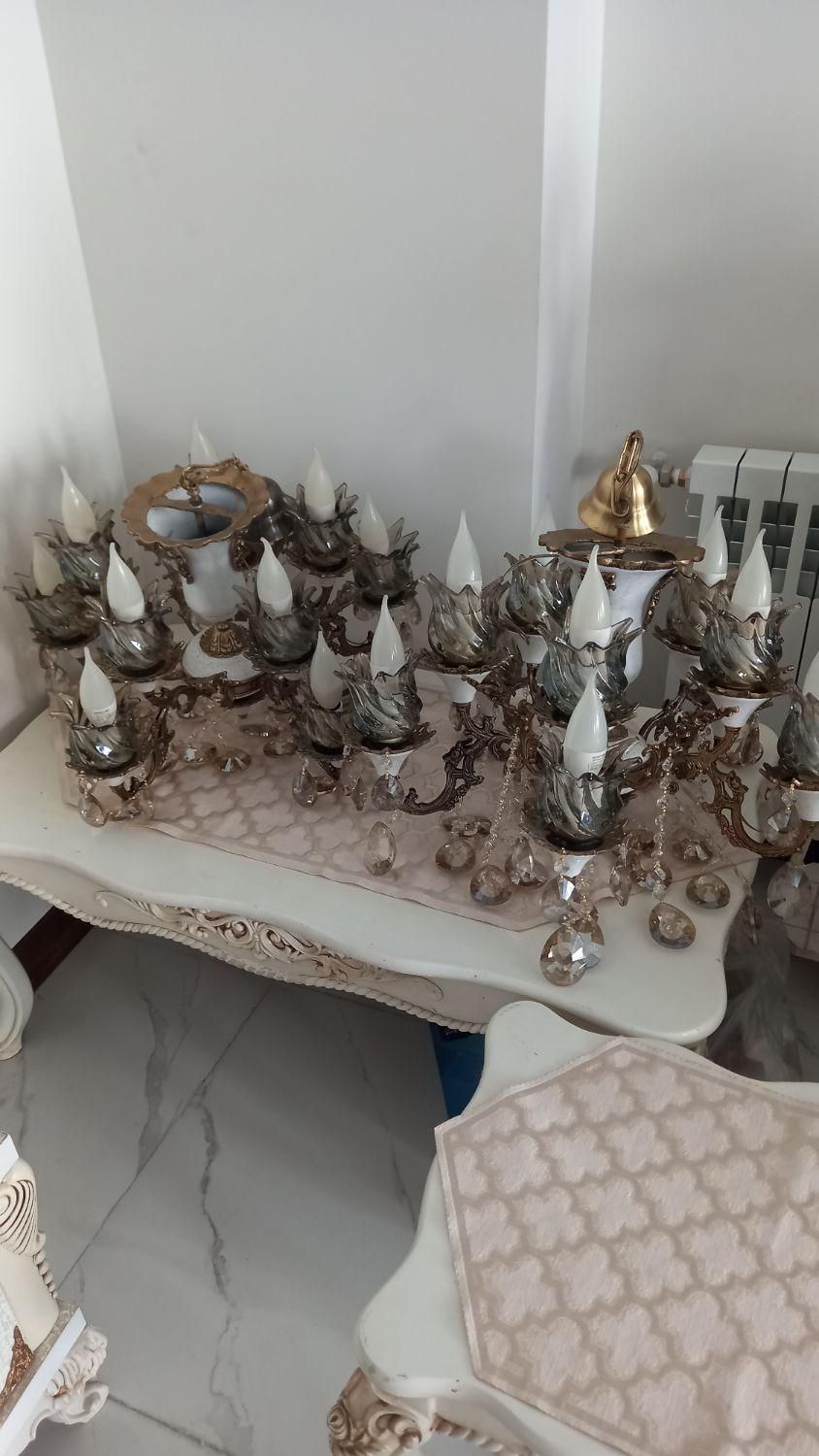 یک جفت لوستر برنز ۵شاخه|لوستر و چراغ آویز|تهران, خاک سفید|دیوار