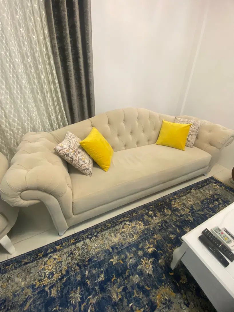 مبل ۷نفره نو چستری پارچه نانو ترک (سه سال خرید)|مبلمان خانگی و میز عسلی|رشت, گلباغ نماز|دیوار