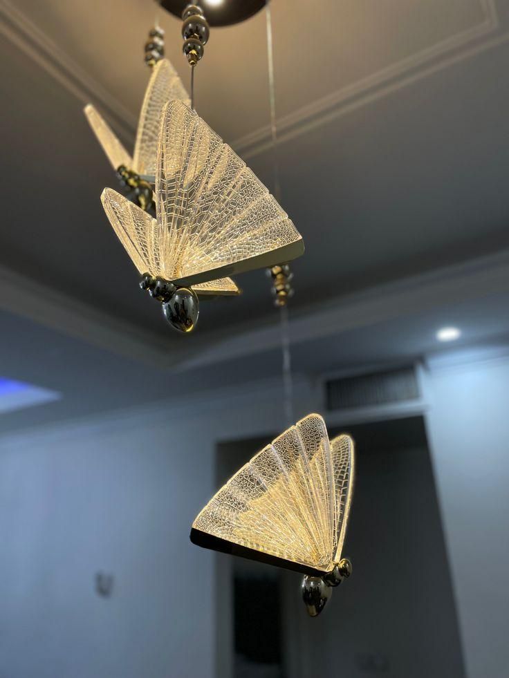 لوستر سقفی مدرن بلند پروانه  کریستالی|لوستر و چراغ آویز|تهران, چیتگر جنوبی|دیوار