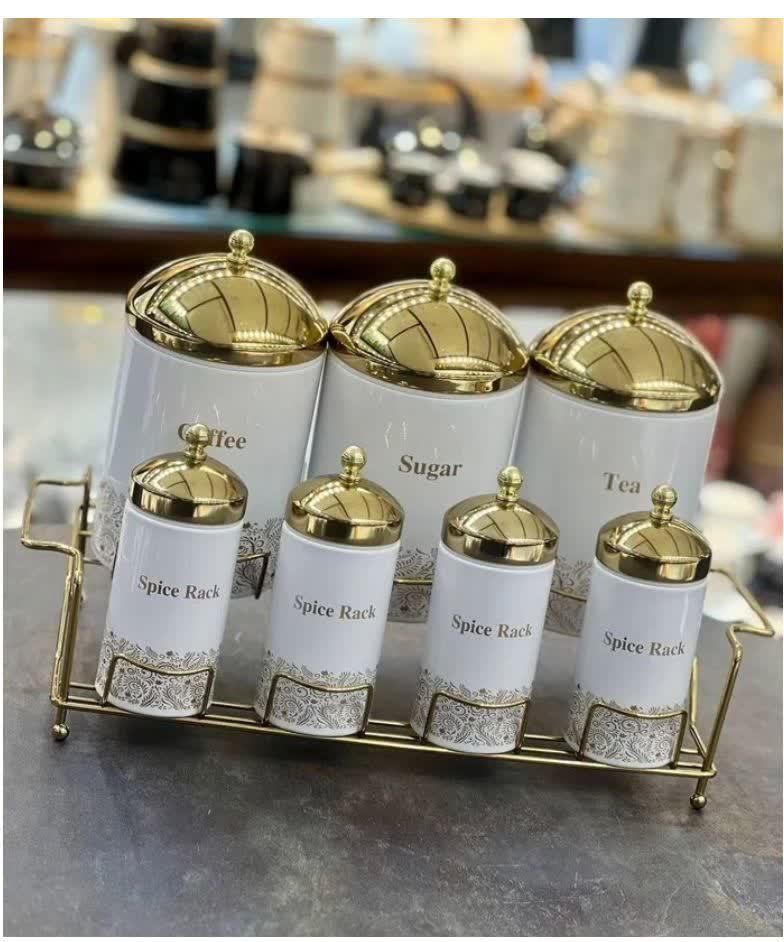 پاسماوری اورانوس جا حبوبات درب دار فلزی چینی طلایی|ظروف نگهدارنده، پلاستیکی، یک‌بارمصرف|یزد, |دیوار