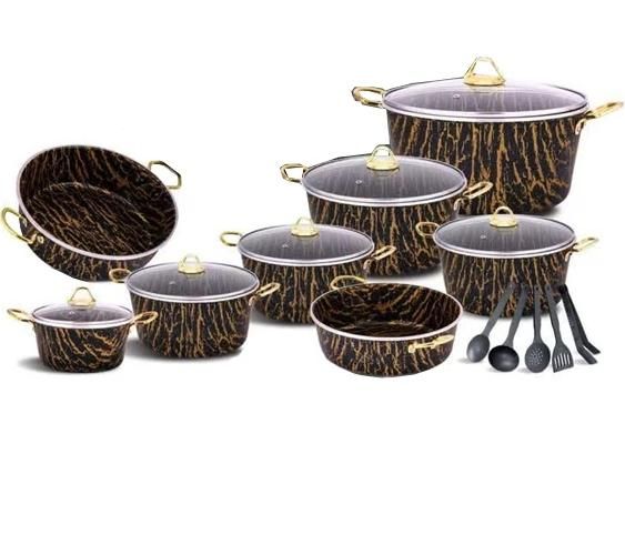 سرویس قابلمه مارک بیگنس آلمان 15تیکه طرح سنگی کامل|ظروف پختوپز|یزد, |دیوار