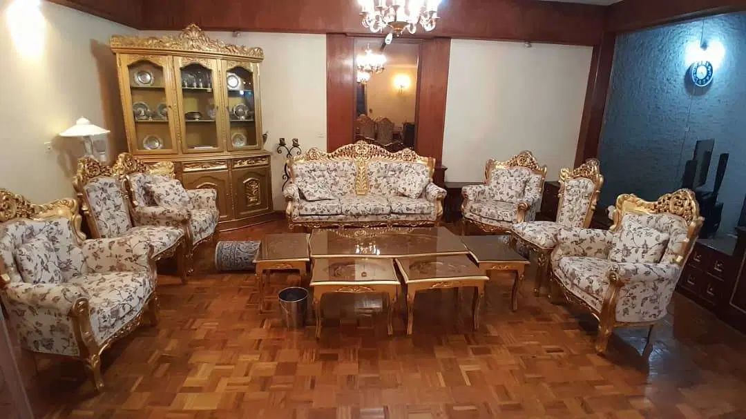 مبلمان و میز ناهار استیل سلطنتی دو رو منبت|مبلمان خانگی و میز عسلی|اصفهان, باغ نگاره|دیوار