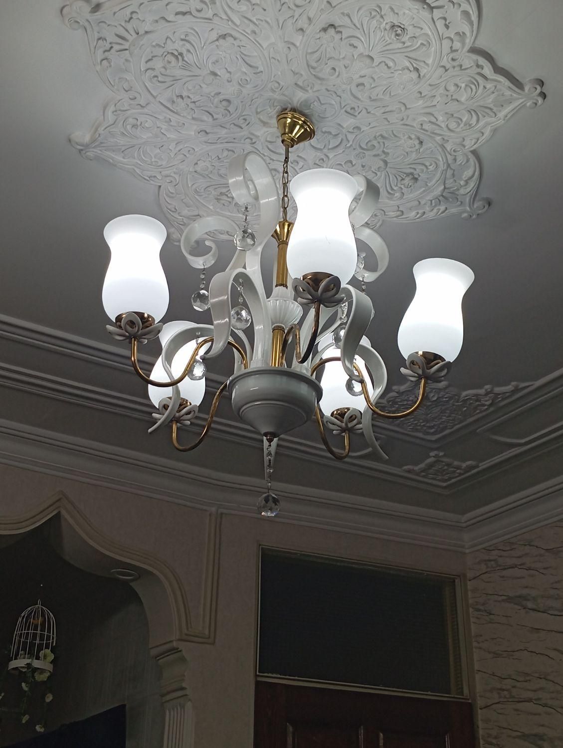 لوستر ۵ شاخه جنس فایبرگلس|لوستر و چراغ آویز|اسلامشهر, شهرک قائمیه|دیوار