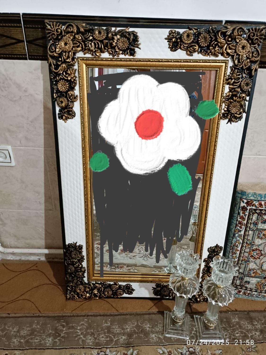 آینه و شمعدان چوبی|بوفه، ویترین، کنسول|ابهر, |دیوار