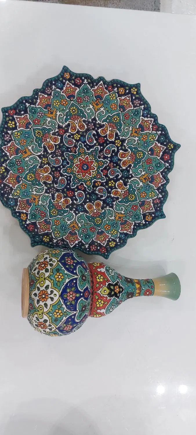 بشقاب و کوزه میناکاری|صنایع دستی و سایر لوازم تزئینی|تهران, قاسم‌آباد|دیوار