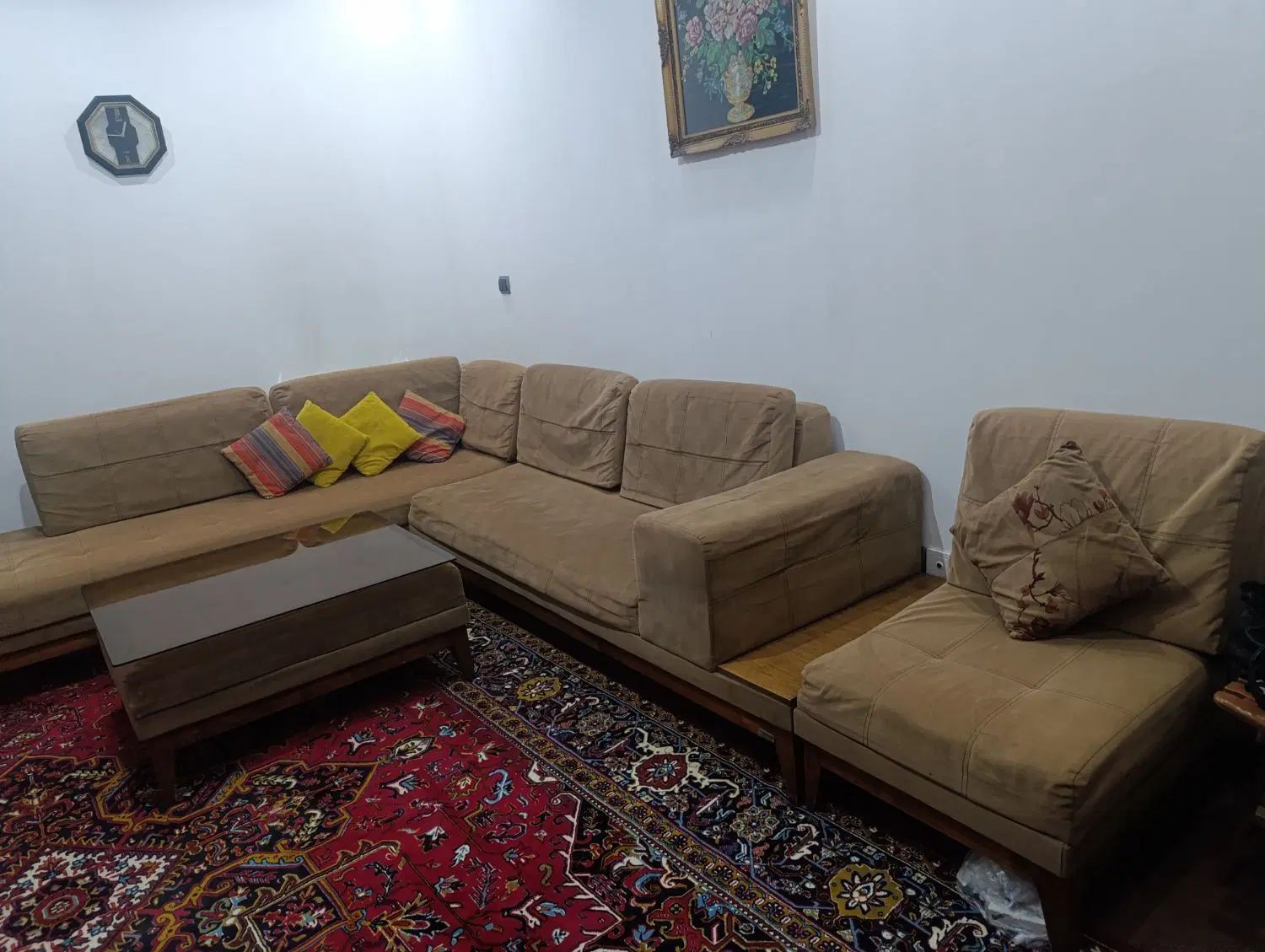 یکدست مبل ال سی نفره کار کرده|مبلمان خانگی و میز عسلی|کرج, حاجی آباد|دیوار