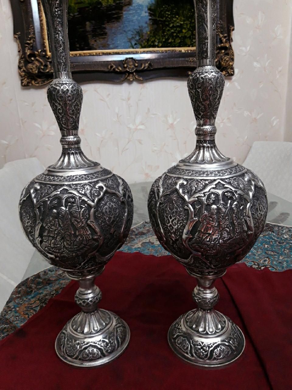 سنبلدان جام قلمزنی مسی گلدان قلمکاری تنگ مجسمه|کلکسیون اشیاء عتیقه|تهران, تهران‌ویلا|دیوار
