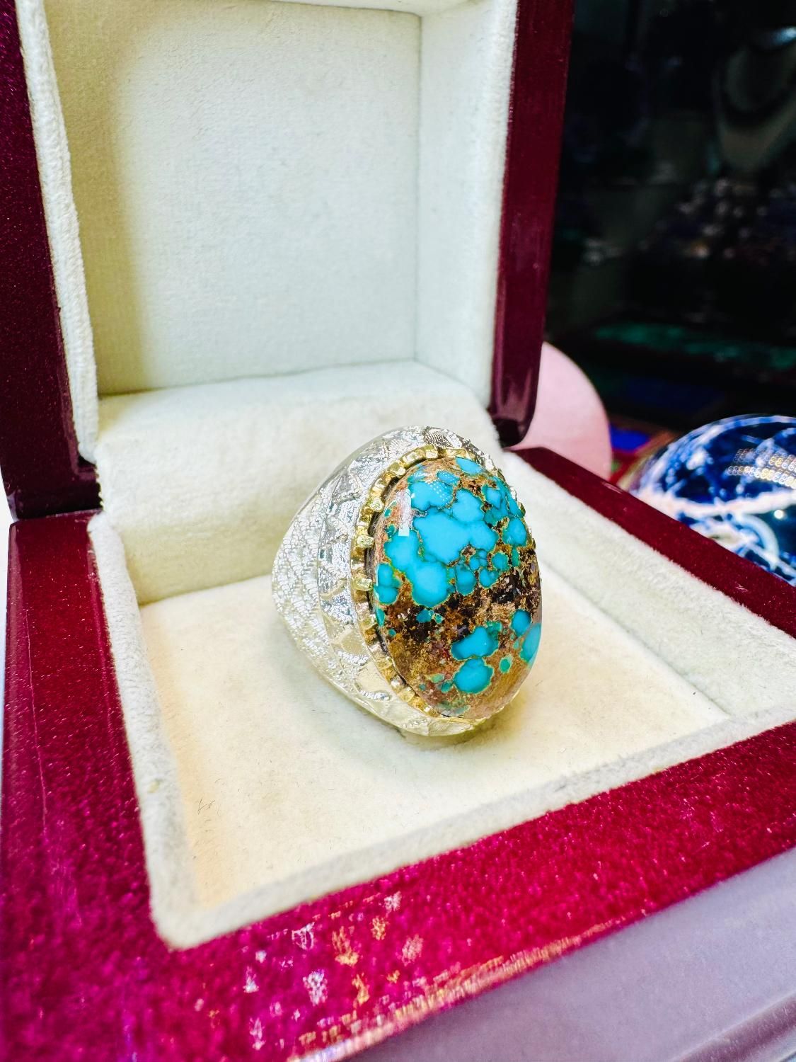 انگشتر فوق کلکسیونی سنگ فیروزه آبی اصل سلطنتی اعلا|بدلیجات|تبریز, |دیوار