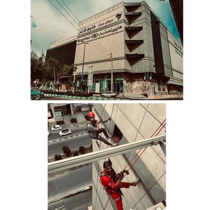 کار با طناب بدون‌ داربست پیچ رولپلاک نما برق کاری|خدمات پیشه و مهارت|اهواز, کیانپارس |دیوار