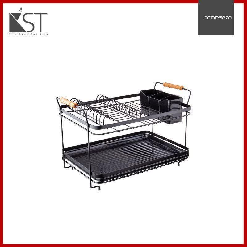 سبدآبچکان دوطبقه مشکی بزرگ سبدآب چکان استیل ضدزنگ|آب‌چکان و نظم‌دهنده ظروف|یزد, |دیوار