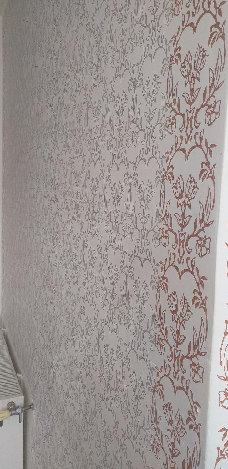 طرح کاغذ دیواری با رنگ کاری زیبا وتمیز|خدمات پیشه و مهارت|شهرکرد, |دیوار