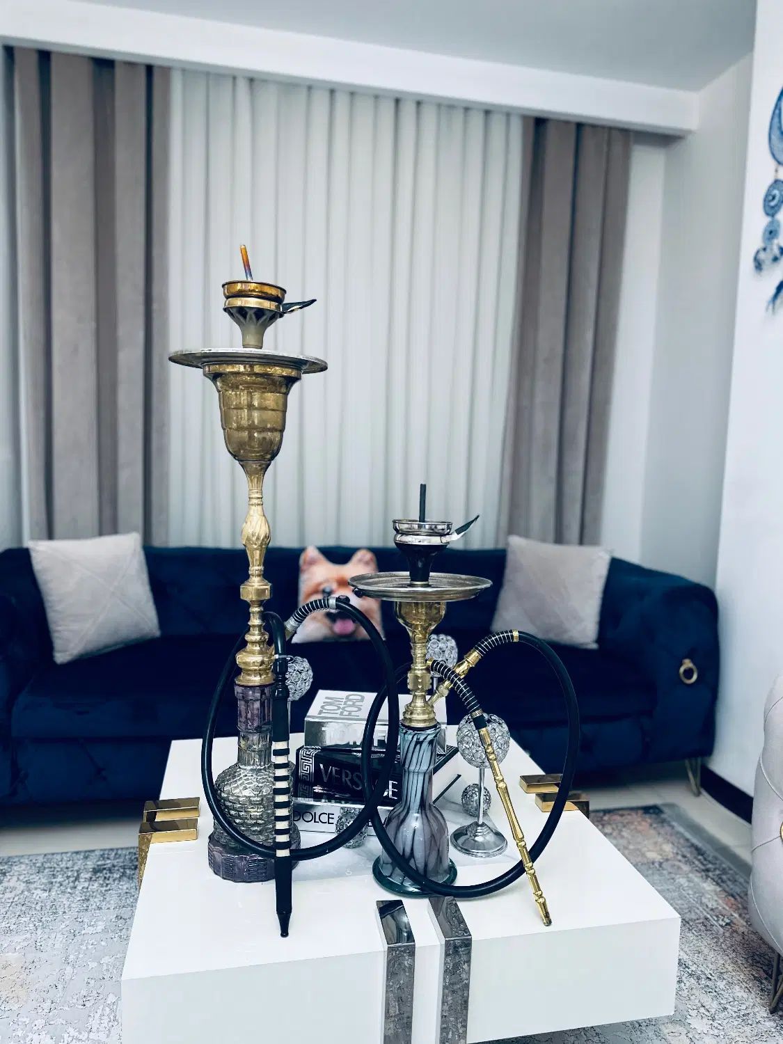 قلیان عربی برنجی دوعدد بزرگ و متوسط کاملا سالم|کلکسیون و سرگرمی|شهریار, شهریار|دیوار