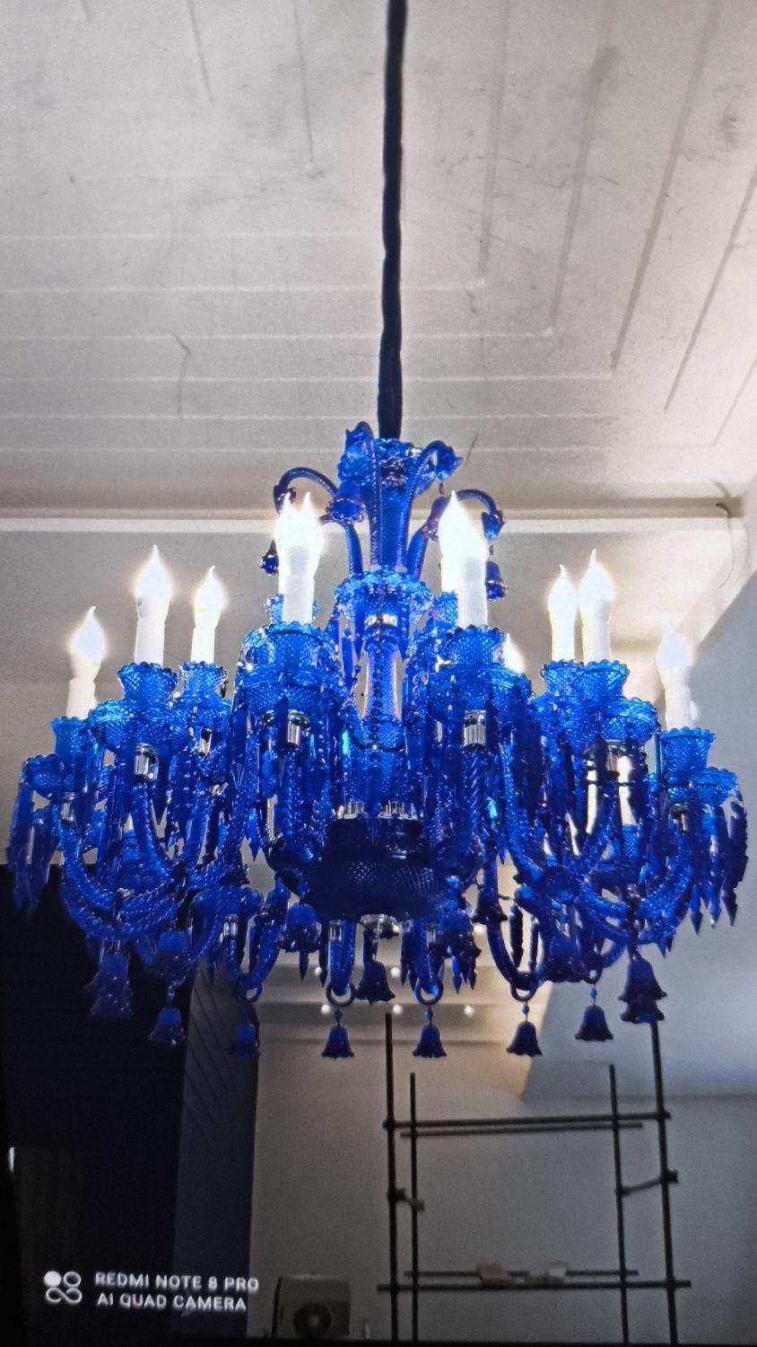 لوستر باکارات ۲۴شاخه آبی کاربنی|لوستر و چراغ آویز|اصفهان, بیدآباد|دیوار