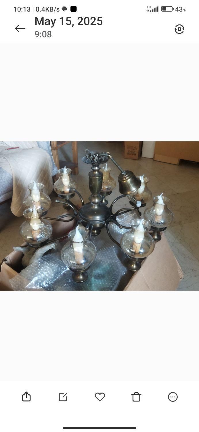 لوستر ۸شاخه دو عدد به همراه دیوارکوب|لوستر و چراغ آویز|تهران, سعادت‌آباد|دیوار