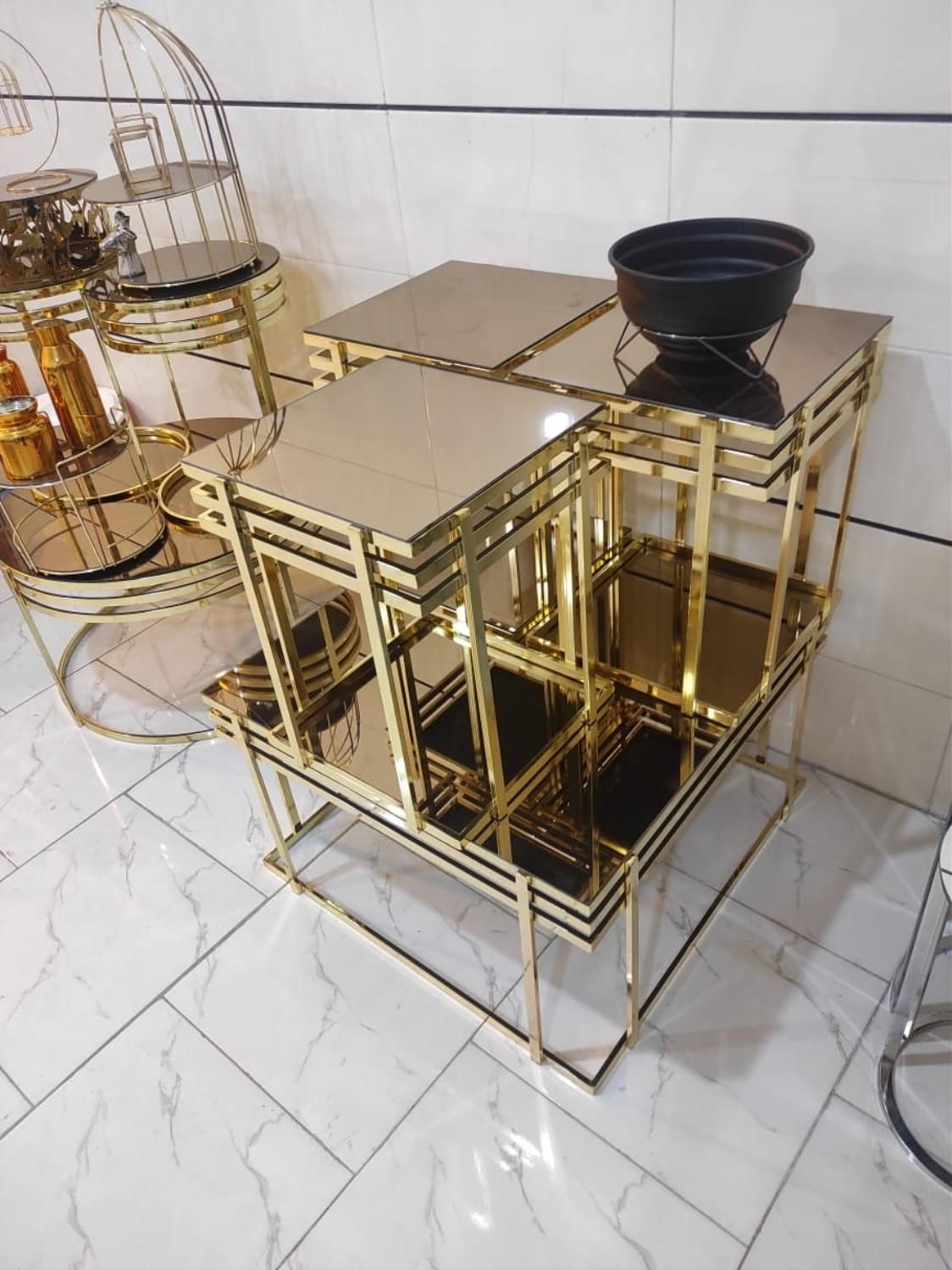 میز وسط و عسلی جلو مبلی فلزی استیل مدل آلمان|مبلمان خانگی و میز عسلی|آفتاب, |دیوار