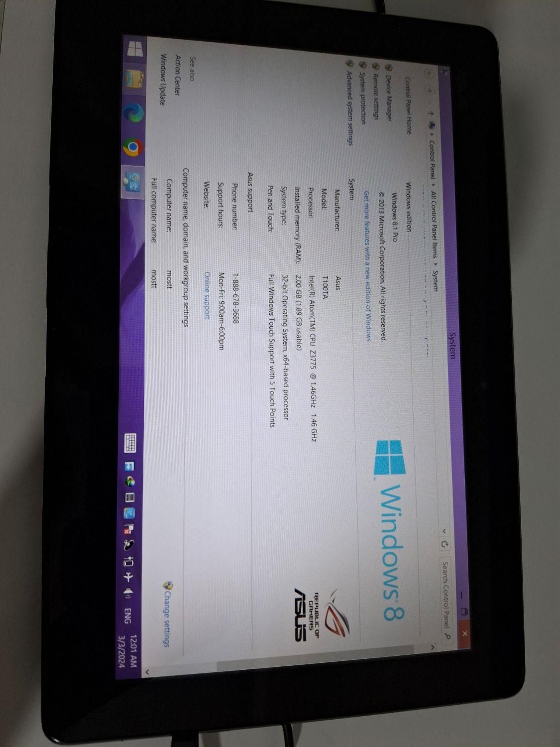 تبلت ویندوزی ایسوس asus t100 ta|رایانه همراه|تهران, دریان‌نو|دیوار