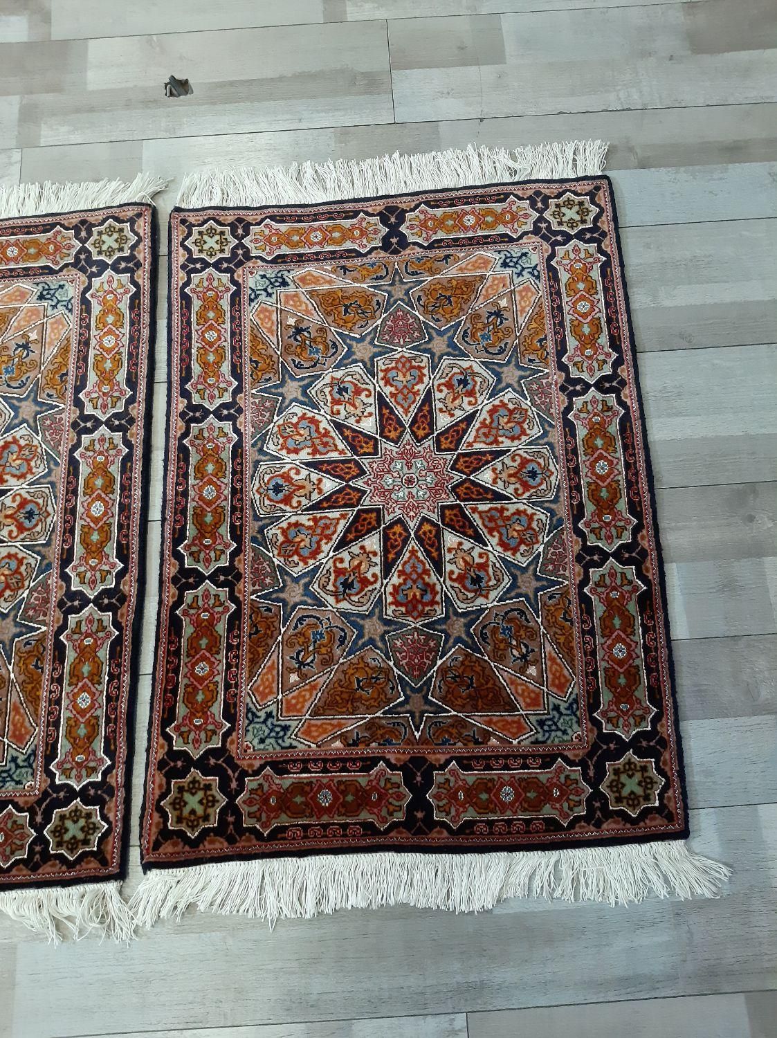 جفت سایز ۶۰ در ۹۰ طرح گنبدی تبریز ۵۰ رج گل ابریشم|فرش|تهران, حر|دیوار