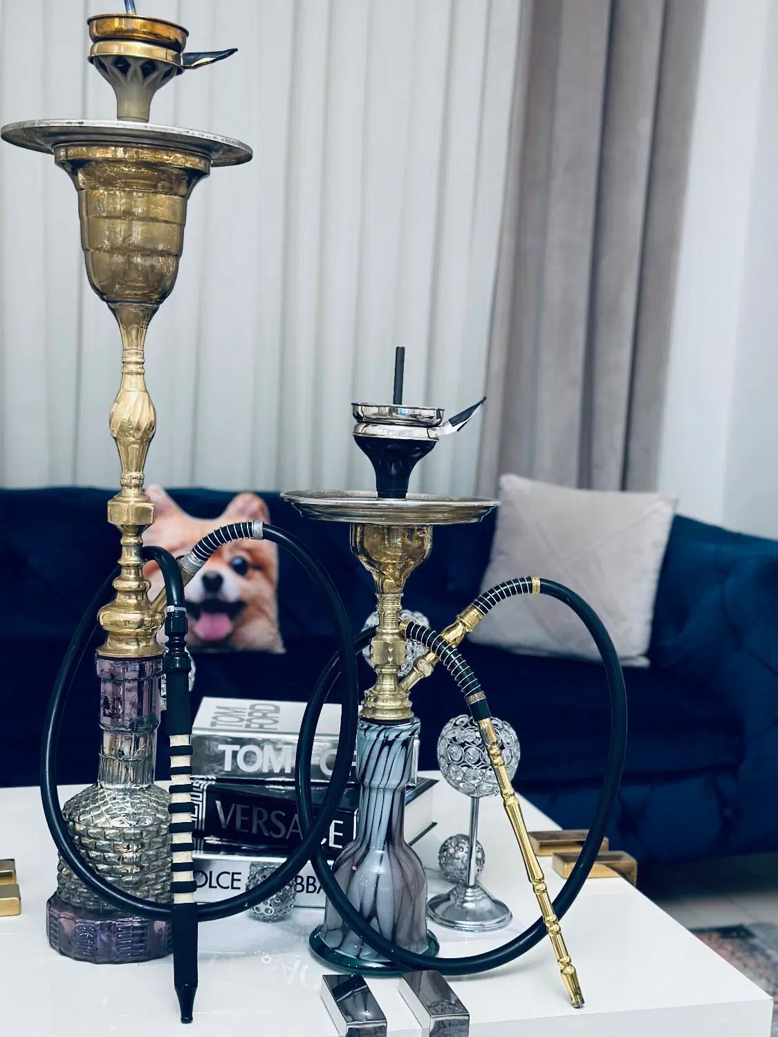 قلیان عربی برنجی دوعدد بزرگ و متوسط کاملا سالم|کلکسیون و سرگرمی|شهریار, شهریار|دیوار