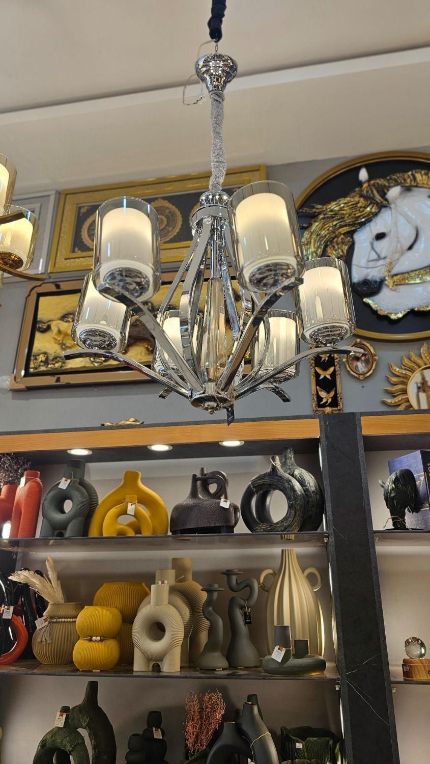 لوستر 6 شاخه آبکاری نقره ای شرکتی تهران|لوستر و چراغ آویز|مشهد, توس (بلوار توس)|دیوار