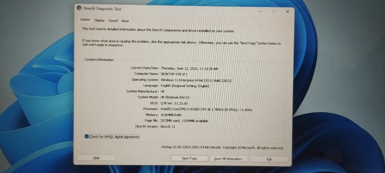 لپ تاپ HP مدل 850 g5|رایانه همراه|تهران, سهروردی|دیوار