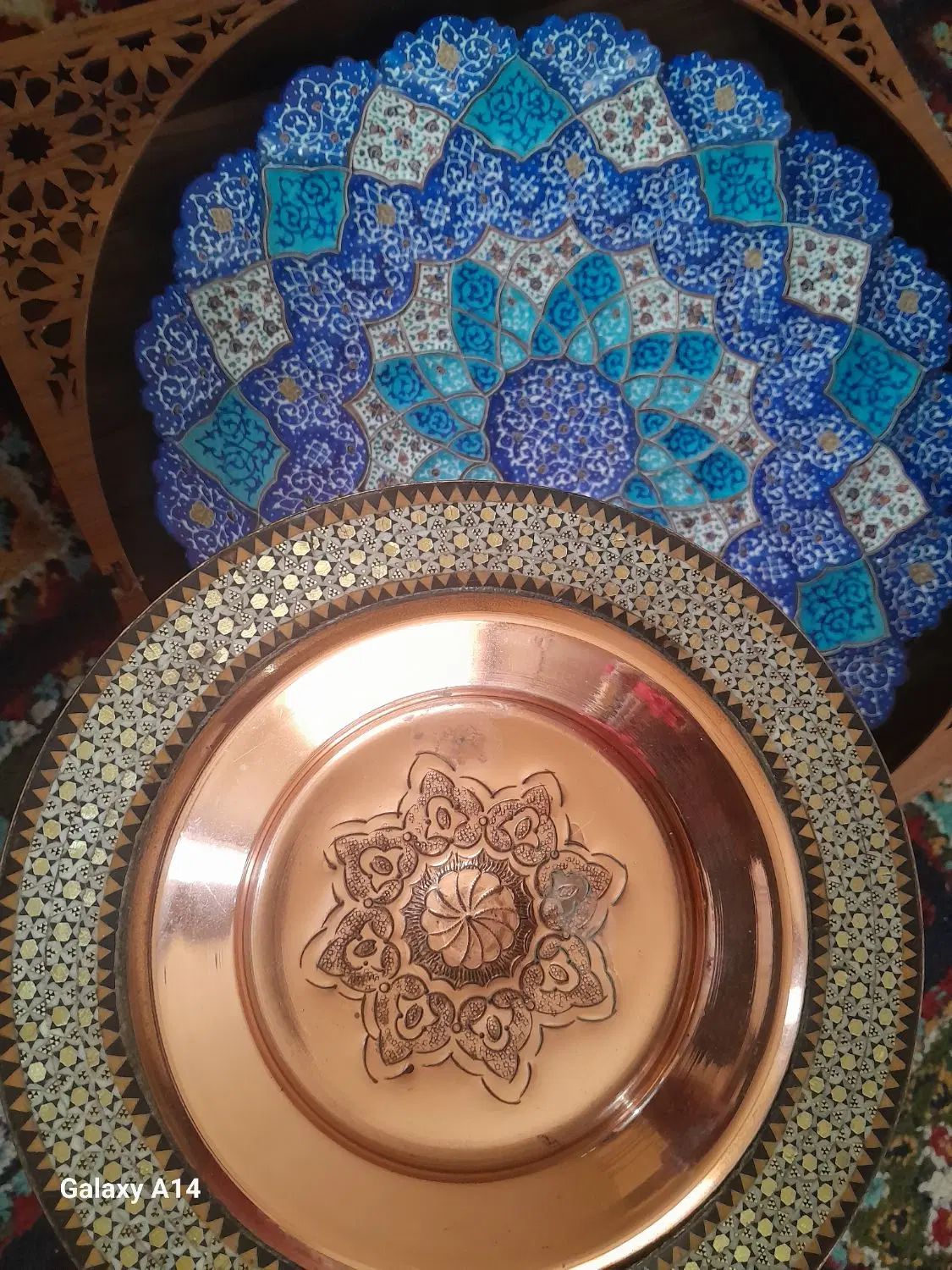 سینی مسی میناکاری و شیرینی خوری خاتم کاری|صنایع دستی و سایر لوازم تزئینی|اندیشه, اندیشه فاز ۱|دیوار