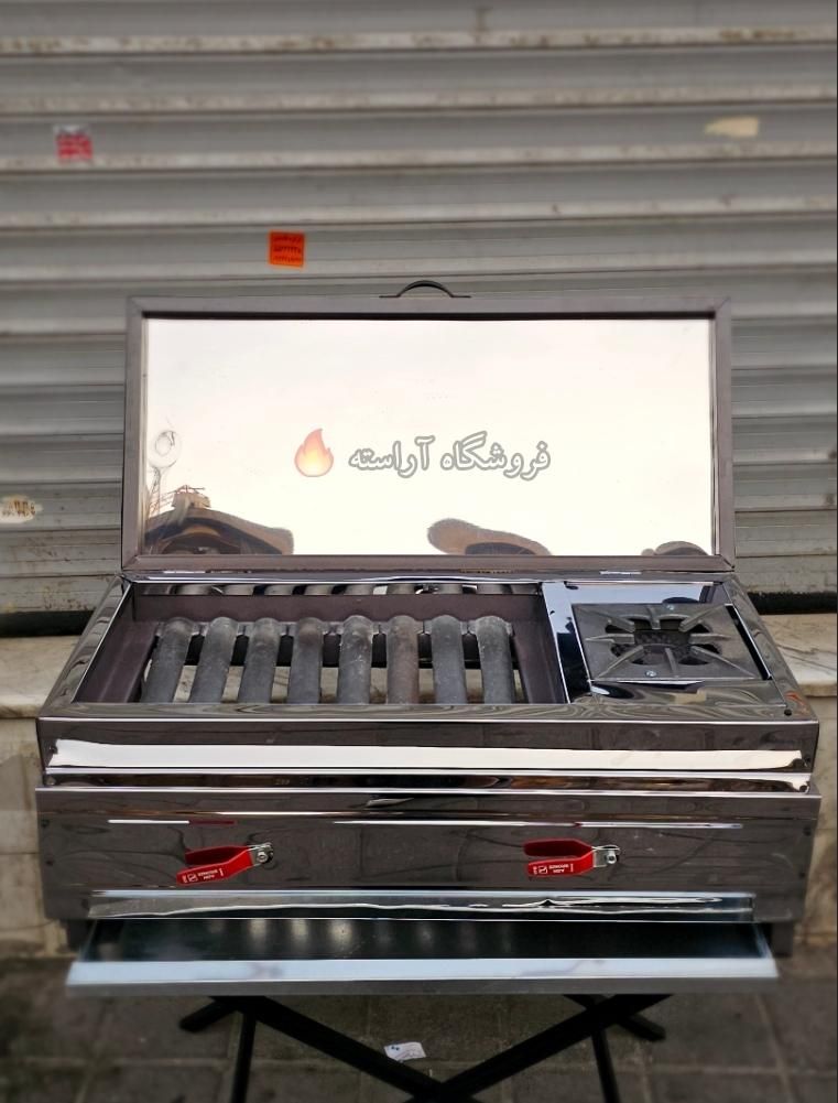 کباب پز گازی چدنی + چلو پز در دار استیل باربیکیو|اجاق گاز و لوازم برقی پخت‌وپز|تهران, بازار|دیوار