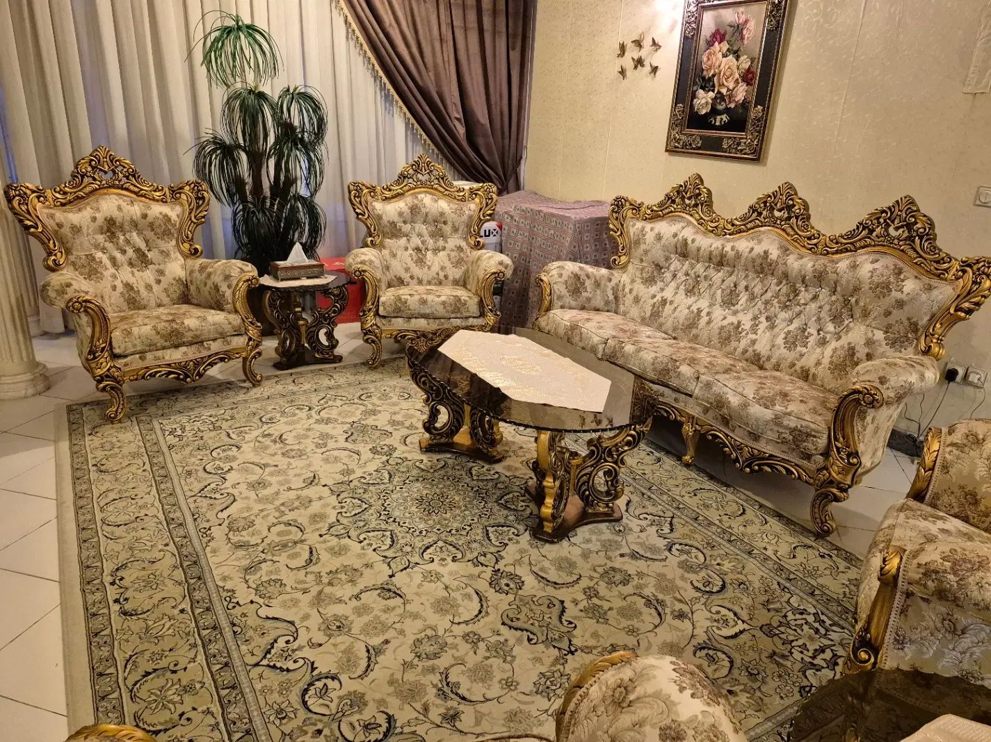 فروش مبلمان ۹ نفره  چوب راش در حد نو بسیار تمیز|مبلمان خانگی و میز عسلی|تهران, سنگلج (شاپور)|دیوار
