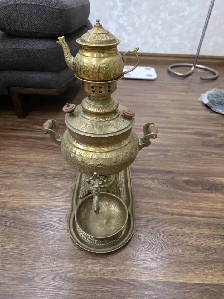 سماور ذغالی برنجی ۴ تکه|صنایع دستی و سایر لوازم تزئینی|رشت, گلسار|دیوار