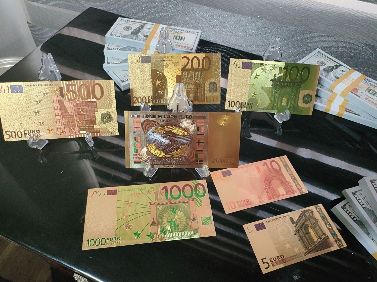 یورو و دلار کلکسیونی و تزیینی ( روکش آب طلا )|کلکسیون سکه، تمبر، اسکناس|کرج, شهرک بنفشه|دیوار