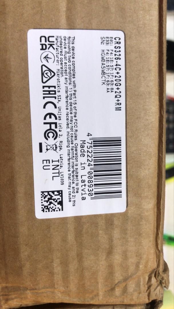 سوییچ میکروتیک crs326-4c-20g-2q-rm کاملا نو و اکبن|مودم و تجهیزات شبکه|تهران, خرمشهر|دیوار