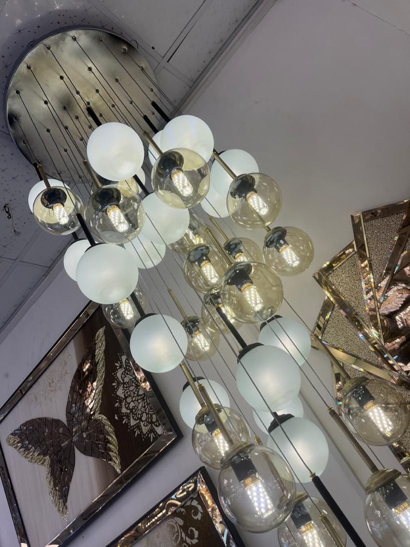 لوستر مولکولی ۴۰ شعله مدرن با قابلیت تنظیم ارتفاع|لوستر و چراغ آویز|تهران, نیروی هوایی (پیروزی)|دیوار