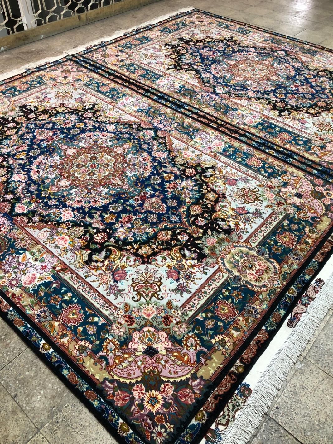 (فرش فرزین)جفت۶متری سالاری ۲متن ،چله ابریشم، ۴۰رج|فرش|تبریز, |دیوار