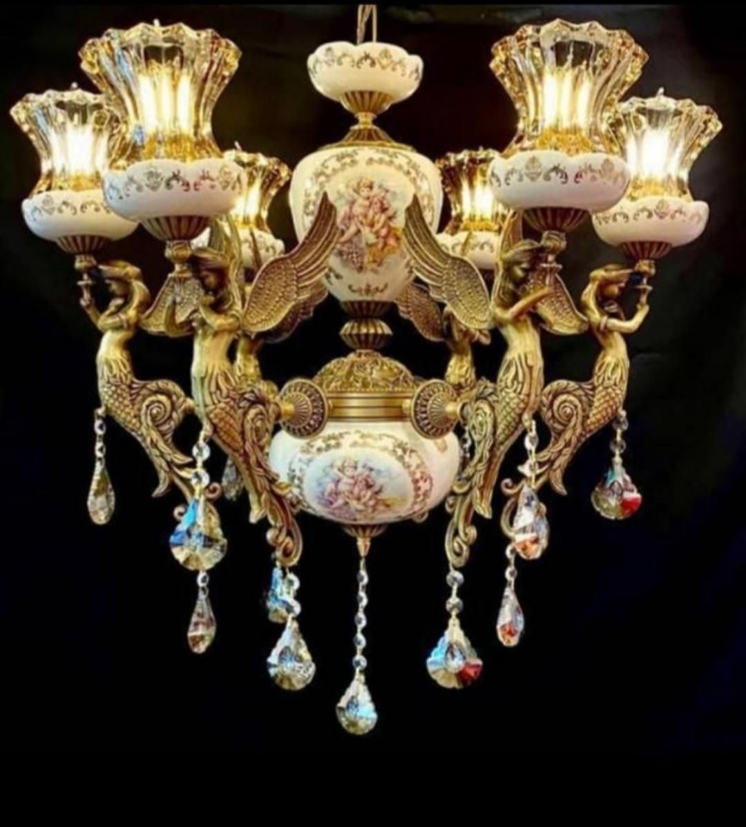 لوستر چینی برنز/برنز مدل فرشته|لوستر و چراغ آویز|تبریز, |دیوار