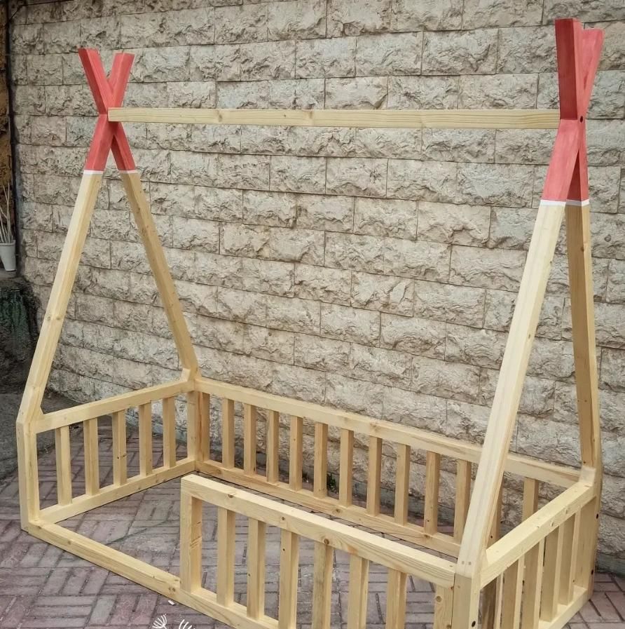 تخت تمام چوب سرخپوستی ایستاده در باد کودک نوجوان|تخت و صندلی بچه|مشهد, ده دی|دیوار