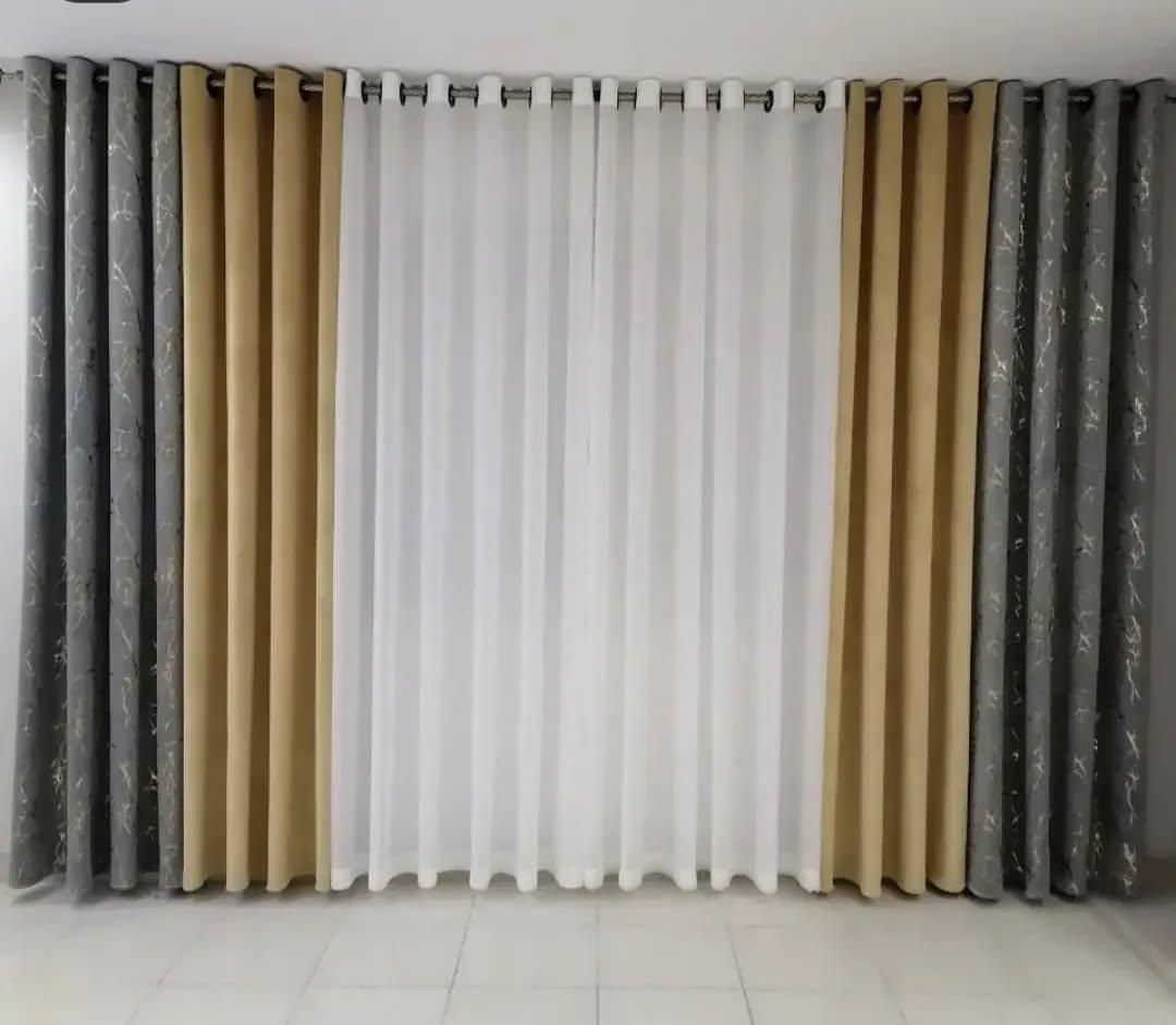 پرده سیم دوزی طلایی|پرده، رانر، رومیزی|بیرجند, |دیوار