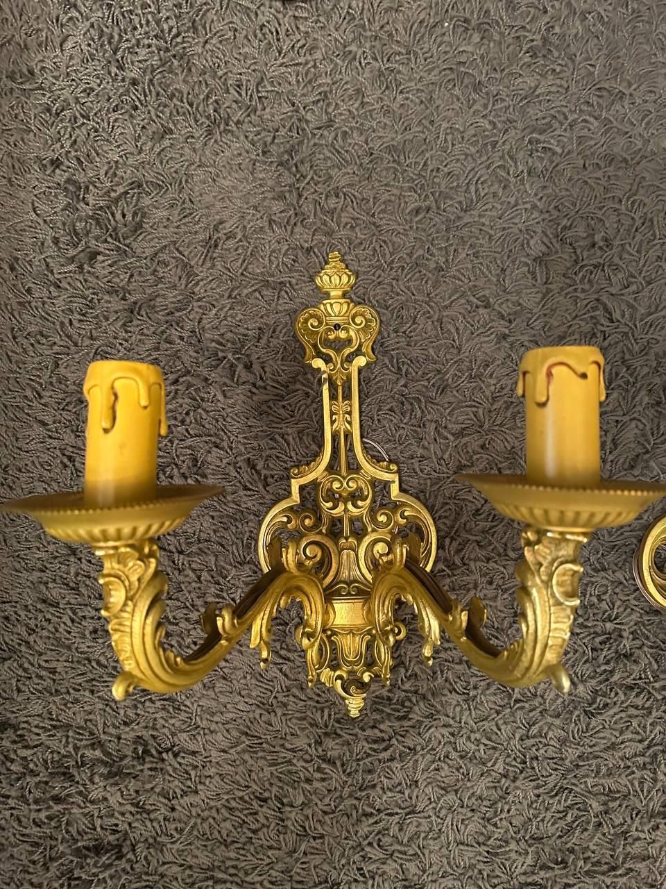 جفت دیوارکوب برنز ایتالیا|لوستر و چراغ آویز|تهران, دروس|دیوار