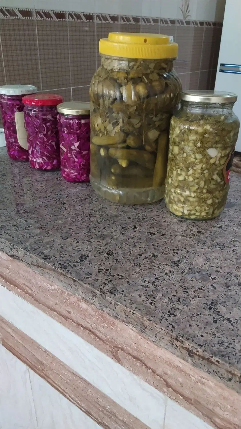 ترشی کلم قرمز و خیار شور تار و خیار شویت تازه|خوردنی و آشامیدنی|مهاباد (آذربایجان غربی), |دیوار