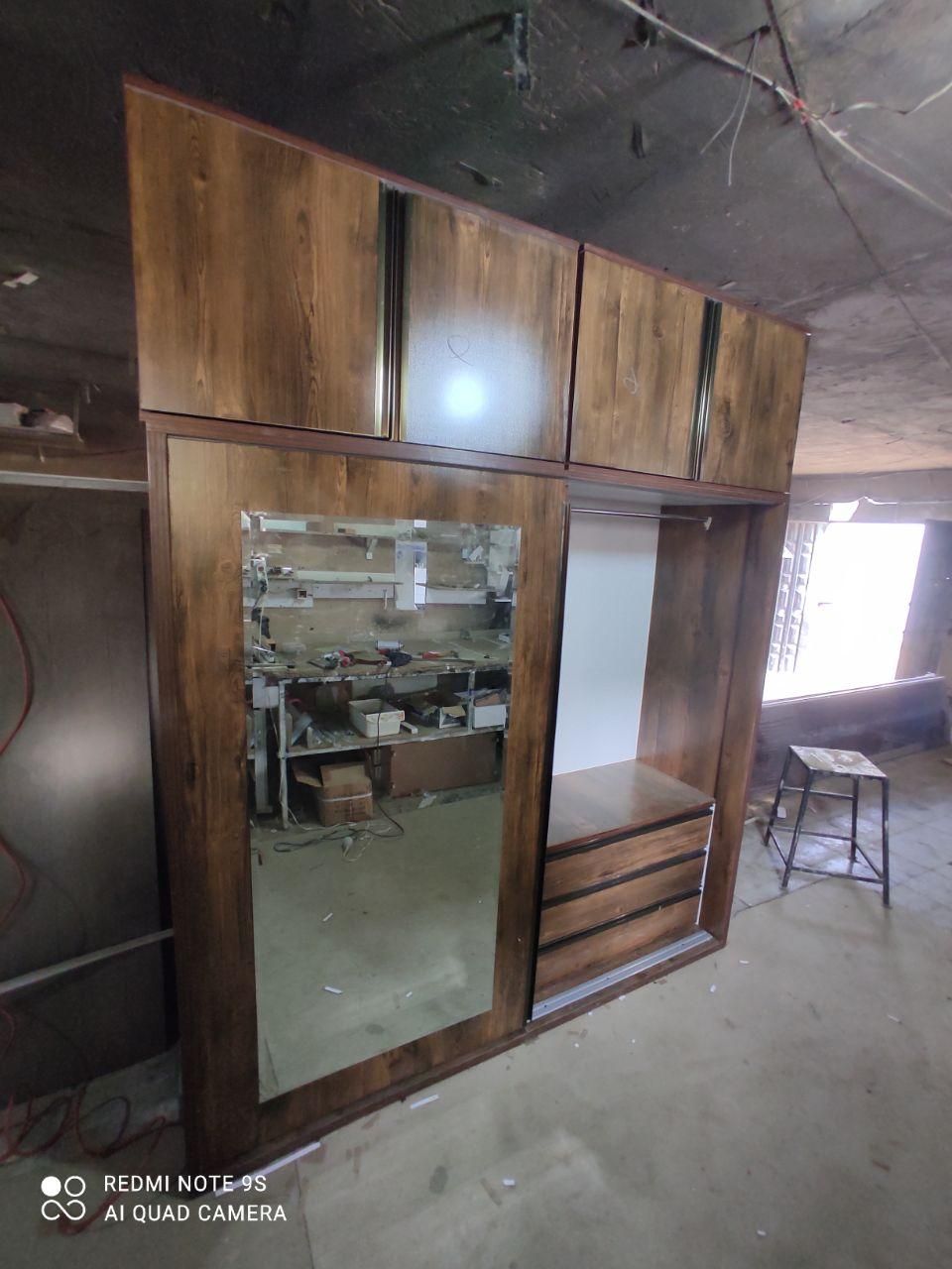 کمد دیواری متحرک درب ریلی (آنتیک طلایی)|جاکفشی، کمد، دراور|پاکدشت, پاکدشت (مامازند)|دیوار