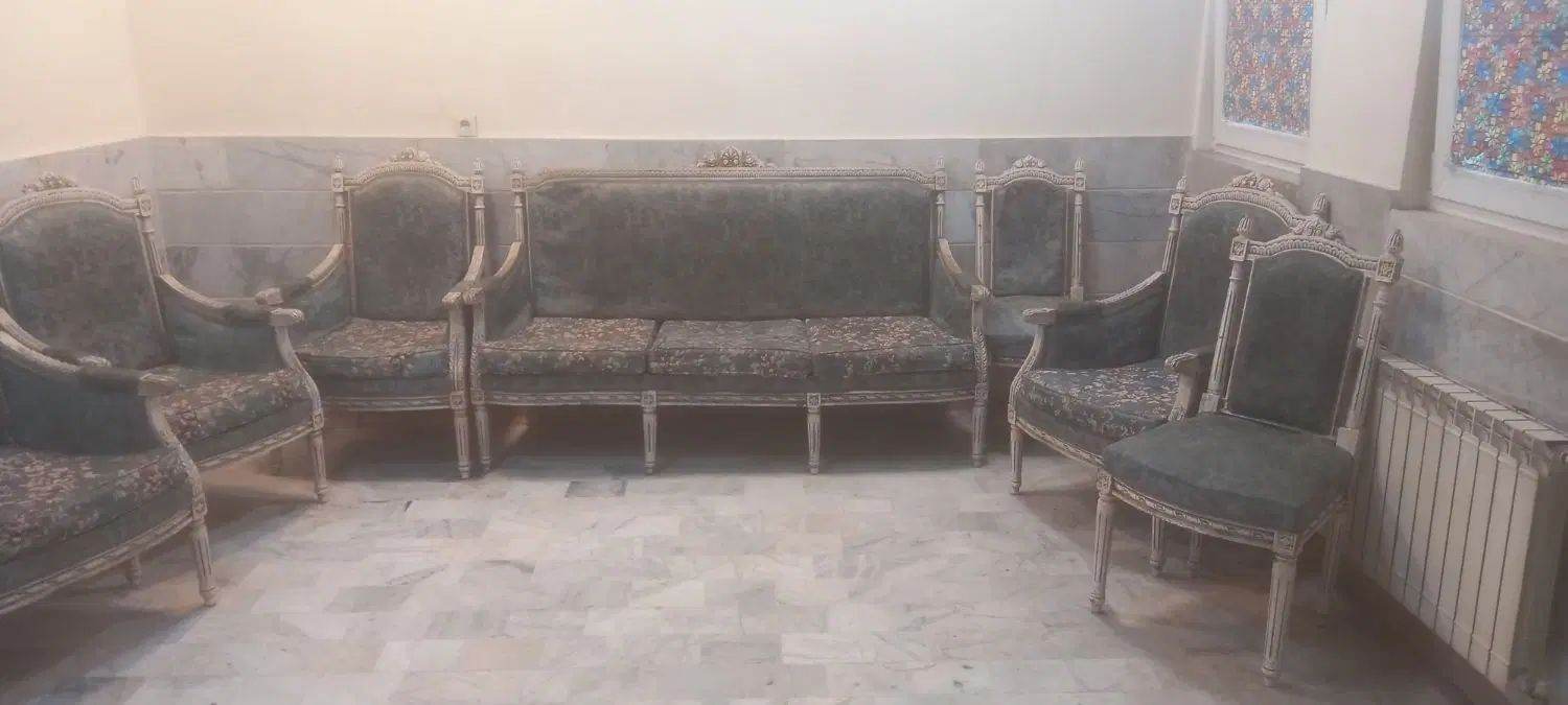 مبل ۷نفره کاجی استیل آبی آسمانی|مبلمان خانگی و میز عسلی|تهران, شکوفه (عبدل آباد)|دیوار