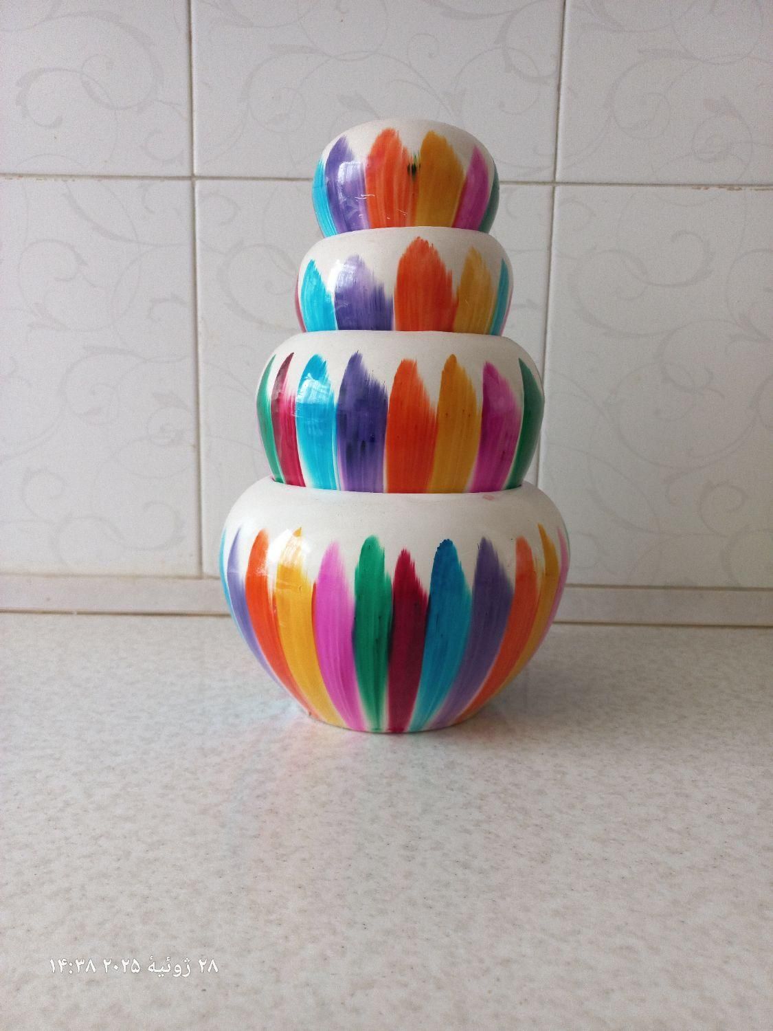 گلدان سفالی هفت رنگ|گل و گیاه طبیعی|مشگین شهر, |دیوار