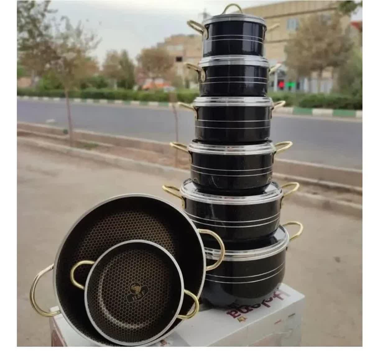 سرویس قابلمه 14 پارچه دسته نسوز داخل زنبوری|ظروف پخت‌وپز|قم, علی آباد سعدگان|دیوار