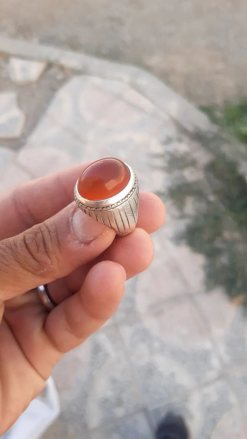 انگشتر عقیق یمانی کهنه طوق دار تیغ آب کامل|جواهرات|کرمانشاه, |دیوار