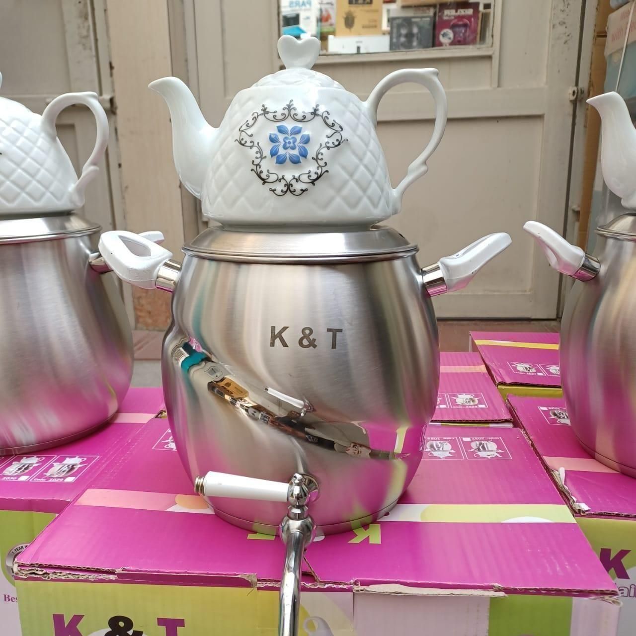 کتری قوری استیل شیر دار ضد زنگ کف چدن|سماور، چایساز، قهوهساز|مشهد, طلاب|دیوار